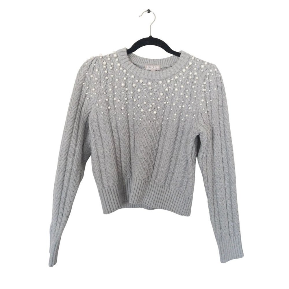 J. Crew Gray Sweater with Pearl Accents